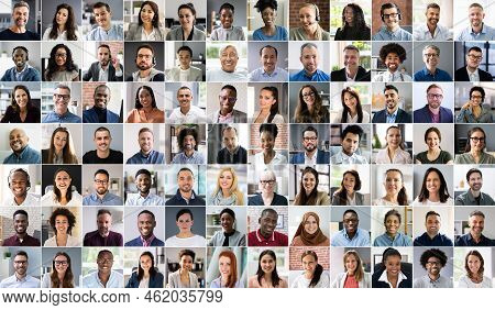 Diverse People Face Collage. Professional Group Meeting