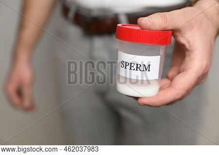 Donor Holding Container With Sperm, Closeup View