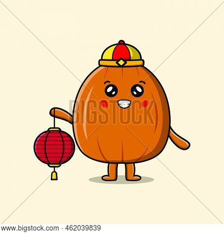 Cute Cartoon Almond Nut Chinese Holding Lantern