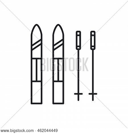 Skis Icon Template Black Color Editable.  Skis Icon Symbol Flat Vector Illustration For Graphic And 