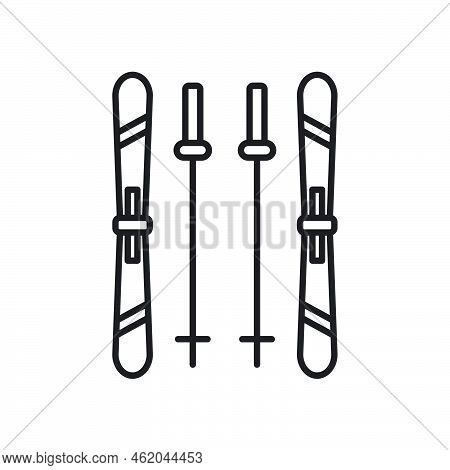 Skis Icon Template Black Color Editable.  Skis Icon Symbol Flat Vector Illustration For Graphic And 