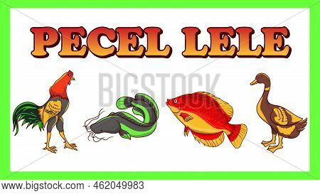 Indonesian Pecel Lele Illustration Set. Vector Dessign