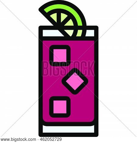 El Diablo Cocktail Icon, Alcoholic Mixed Drink Vector Illustration