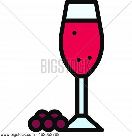 Kir Cocktail Icon, Alcoholic Mixed Drink Vector Illustration