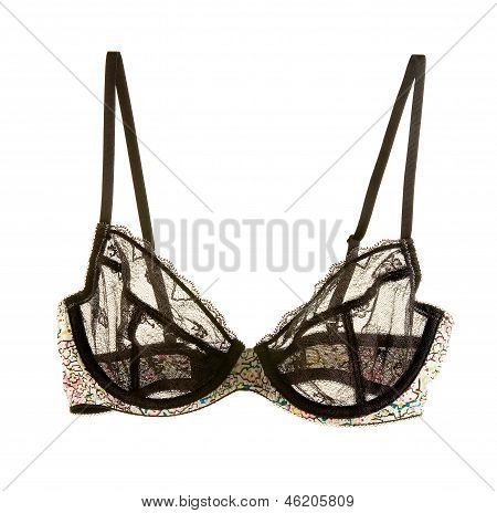 Naif 꽃과 검은 Lacework 투명 브래지어