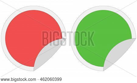 Stiker Round Paper Curl Corner Red Green, Stick Folded Icon Logo