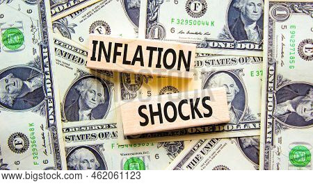 Inflation Shocks Symbol. Concept Words Inflation Shocks On Wooden Blocks. Beautiful Background From 