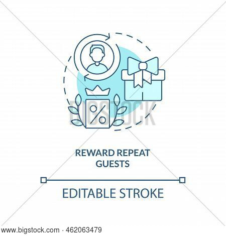 Reward Repeat Guests Turquoise Concept Icon. Elevating Guest Satisfaction Abstract Idea Thin Line Il