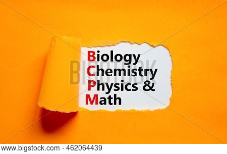 Bcpm Biology Chemistry Physics Math Symbol. Concept Words Bcpm Biology Chemistry Physics Math On Whi