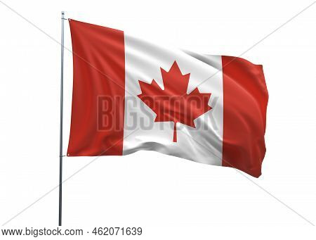 Canada Waving Flag, 3d Flag Illustration, Canada National Flag With A White Isolated Background