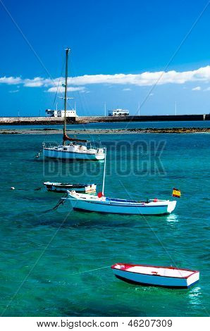 Fisher barche In Laguna Charco De San Ginés, Arrecife