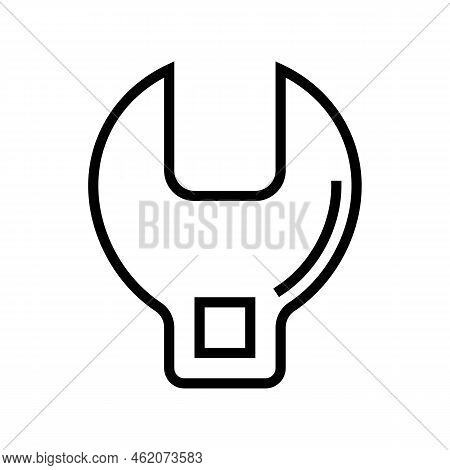 Crowfoot Wrench Tool Line Icon Vector. Crowfoot Wrench Tool Sign. Isolated Contour Symbol Black Illu