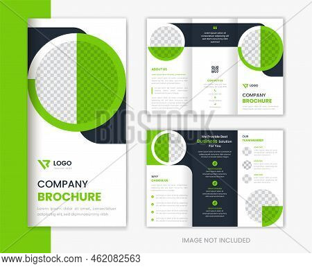 Green Corporate Trifold Brochure Design Template, Company Profile, Business Brochure