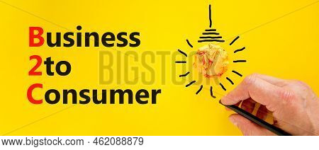 B2c Business To Consumer Symbol. Concept Words B2c Business To Consumer On Beautiful Yellow Backgrou