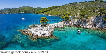 Panoramic View Of The Famous Amarantos Cape, Skopelos Island
