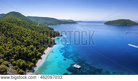 Aerial View Of The Beautiful Coast Of Skopelos Island