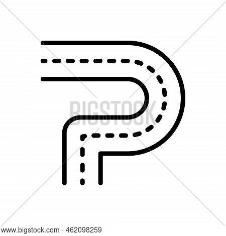 Black Line Icon For Turning Diversion Bends Flexion Quirk Inflexion Street Road Direction