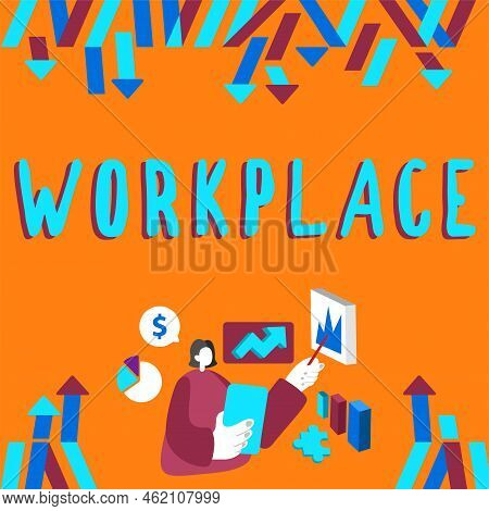 Text Caption Presenting Workplace. Business Approach Area Where You Can Find Busy Showing Doing Thei