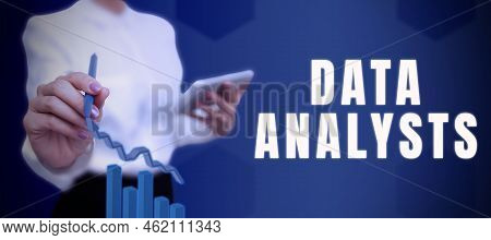 Text Caption Presenting Data Analysts. Internet Concept Programmer Design And Create Report Identifi