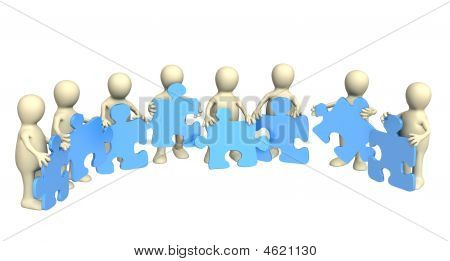 Burattini, tenendo In mano un puzzle