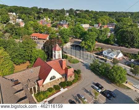 The First Church In Belmont Unitarian Universalist Aerial View At 404 Concord Avenue In Historic Tow