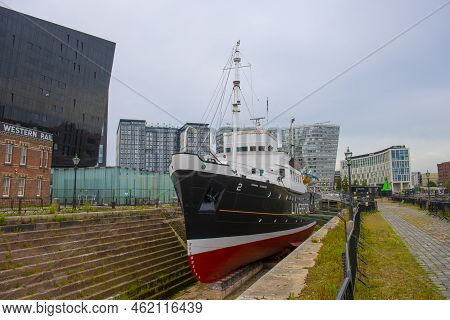 Liverpool, Uk - Jun. 17, 2022: Liverpool Pilot Cutter Mv Edmund Gardner Docked At Graving Dock At Ma