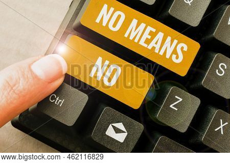 Writing Displaying Text No Means No. Business Overview Stop Abuse Gender Violence Negative Response 