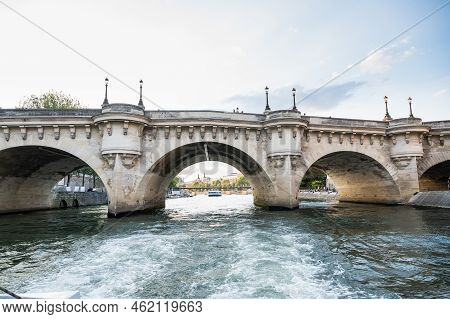 Paris, France - August 26 2022: Pont Neuf, The Oldest Standing Bridge Across River Seine In Paris, F