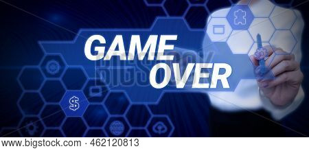 Conceptual Caption Game Over. Business Showcase A Situation In A Particular Sport That Reach His Fin
