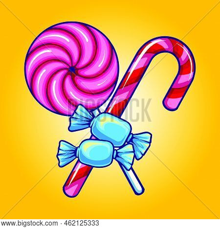 Funny Candy Sweet Lollipop Illustration Vector Illustrations For Your Work Logo, Merchandise T-shirt