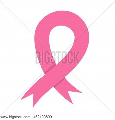 Simple Minimalist Breast Cancer Awareness Month Symbol - Pink Ribbon. Clip Art Element For Banner, P