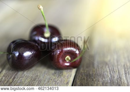 Cherry Fresh Berry Fruit Sweet Juicy On Wood Table