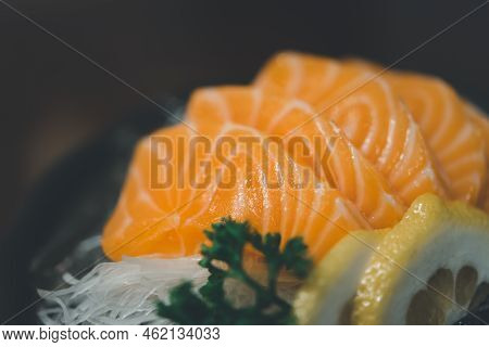 Japanese Food Sashimi Salmon In Japan Restaurant
