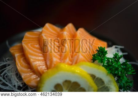 Japanese Food Sashimi Salmon In Japan Restaurant