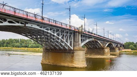 Historic Slasko-dabrowski Bridge Over The Wisla River In Warsaw, Poland