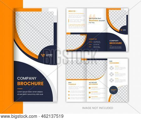 Orange Corporate Trifold Brochure Design Template, Business Profile, Company Portfolio Design