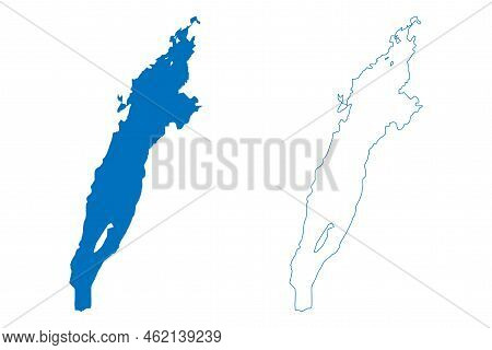 Lake Vattern (kingdom Of Sweden) Map Vector Illustration, Scribble Sketch Vättern Map