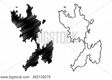 Rineia Island (hellenic Republic, Greece, Cyclades Archipelago) Map Vector Illustration, Scribble Sk