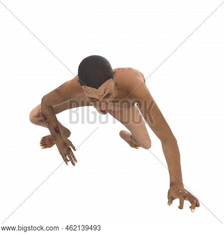 3d Rendering Of Biter Zombie Illustration Design