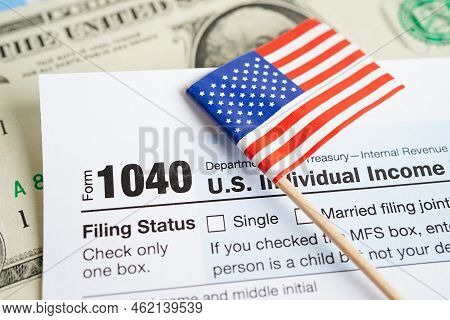 Tax Form 1040 U.s. Individual Income Tax Return, Business Finance Concept.