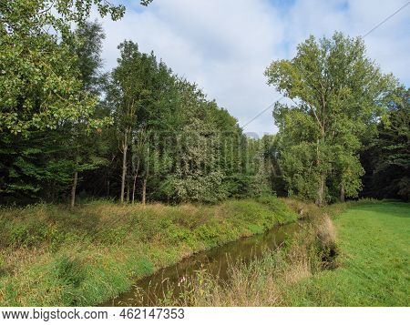 hiking at the berkel river in germany