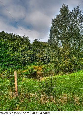 hiking at the berkel river in germany