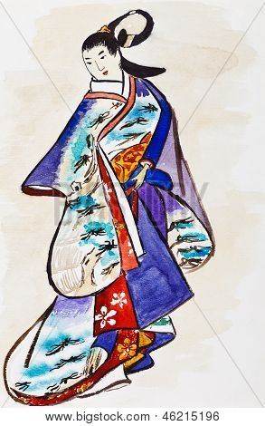 Japonaise jeune femme en costume traditionnel