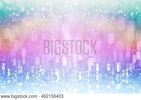 Rainbow Color Glitter Sparkle Background, Happy Birthday Party Invite, Kid Princess Little Girl Pink