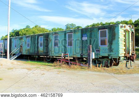 September 20, 2022 In Atchison, Ks:  Vintage Passenger Dining Car Taken In The Atchison, Ks Railroad