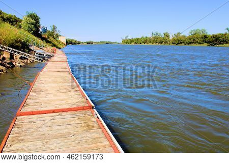 Public Dock Where People Can Launch Kayaks And Boats Taken At The Missouri River In Atchison, Ks