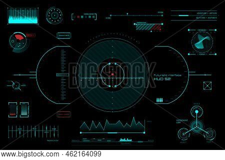 Futuristic Blue Virtual Graphic Touch Screen User Interface Hud, Fui, Ui, Vector Illustration