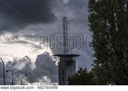 Spectacular Rain Clouds In Gray And Blue Tones. Against The Background Of These Works Of Nature Art,