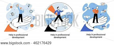 Help In Professional Development Metaphor. Qualified Employee Training Program. Refresher Course. Hu