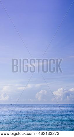 Vertical Atmosphere Panorama Real Photo Beautiful Summer White Cloud Clear Blue Purple Tone Sky Hori